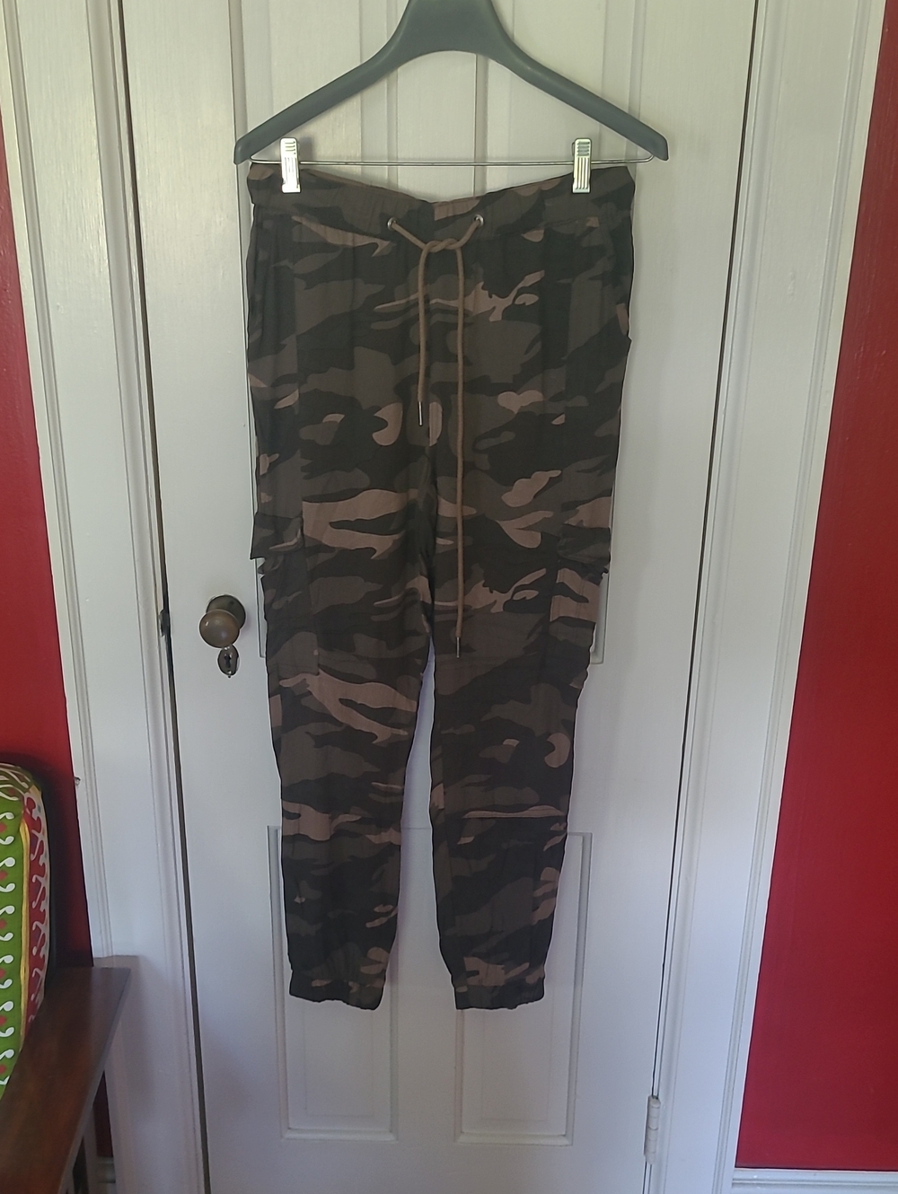 Rewash Camouflage Drawstring Jogger Pants - Olive/Brown